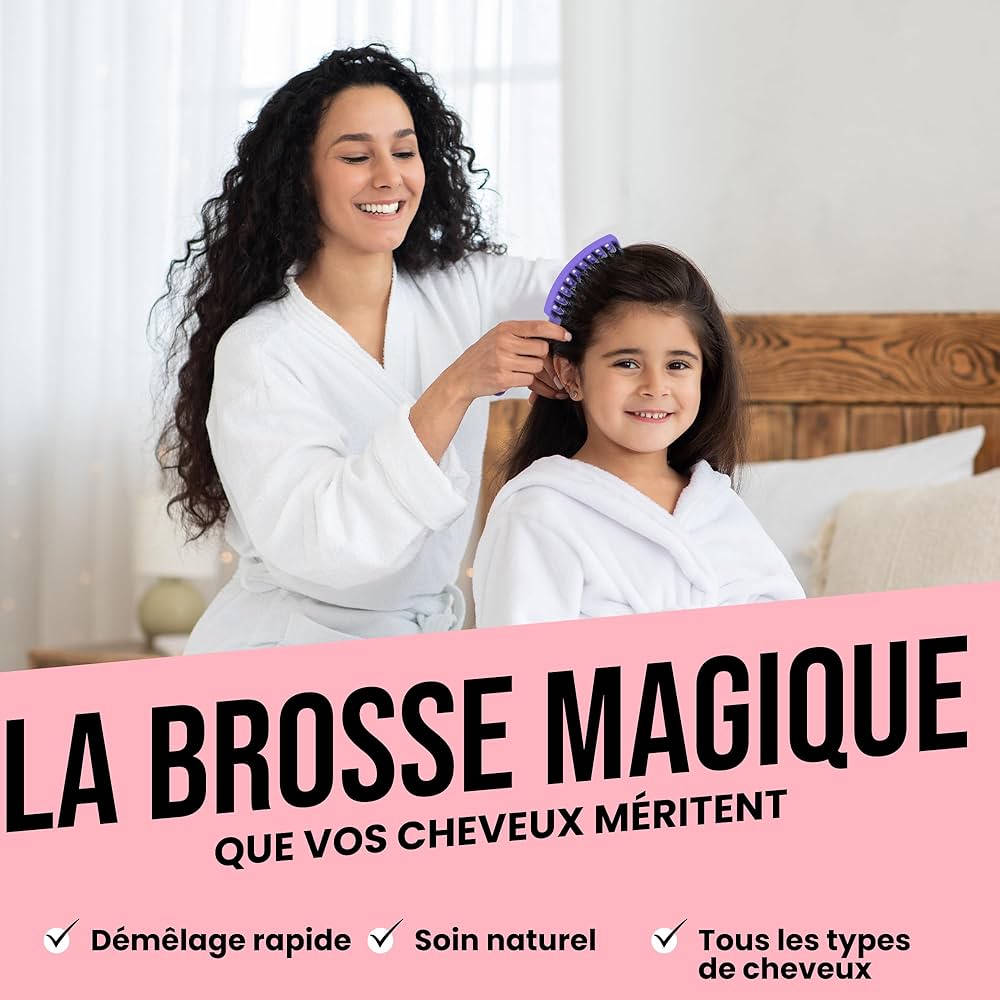 Brosse À Cheveux Magique - Démêlante Instantanée - Poils De Sanglier & Nylon Anti-Casse & Anti-Statique Pour Cheveux Bouclés Lisses Épais Ou Fins