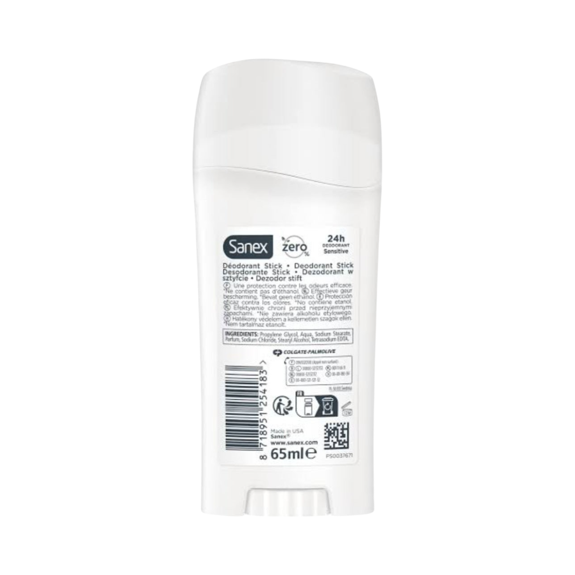 Sanex Déodorant Stick Zéro 24H Peaux Sensible Pour Homme Et Femme