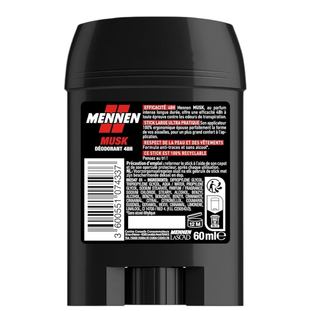 مزيل عرق مينين مسك 24 ساعة للرجال، كبير الحجم، خالٍ من الكحول ومضاد للبقع