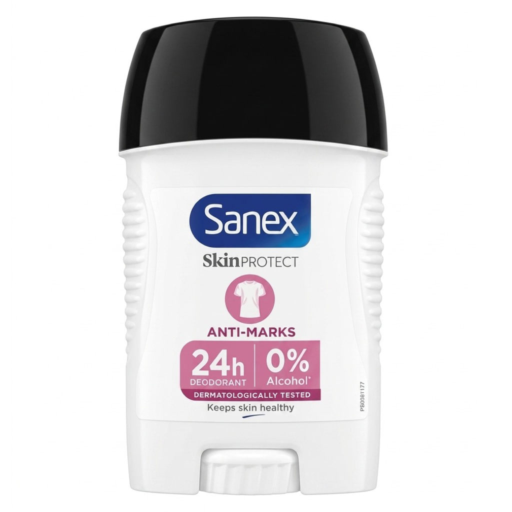 Sanex Déodorant Stick Skin Protect Anti-Traces 24H & 0% Alcool
