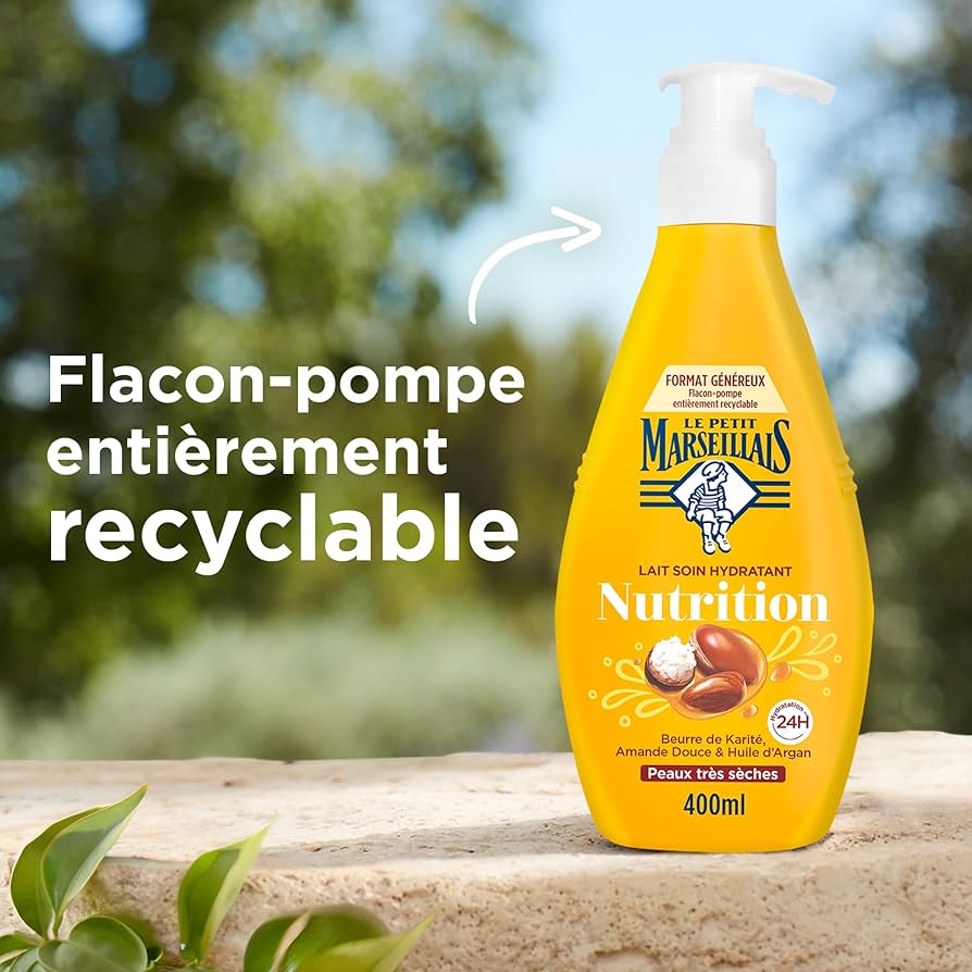 Le Petit Marseillais Lait Corps Hydratant Nutrition Au Beurre De Karite Amande Douce & Huile D’Argan