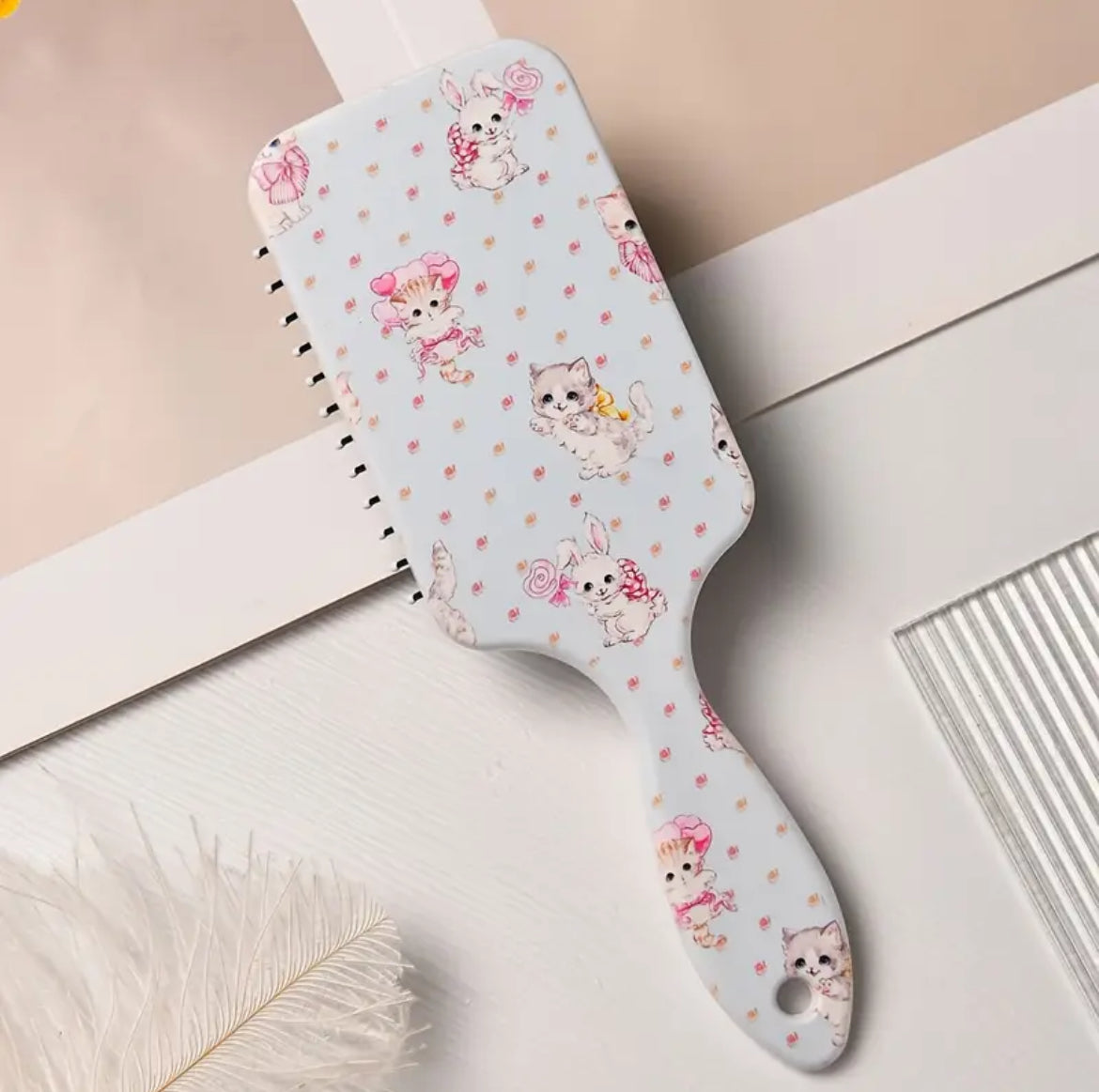 Peigne Coussin D'Air Mignon Chat Brosse À Cheveux Grandes Soies Nylon Pour Filles Anti-Static Démêlage Design Fleurs Et Chat