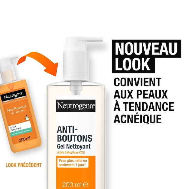 Neutrogena Gel Nettoyant Visage Soin Visage Anti-Boutons Avec Acide Salicylique 1 Flacon Pompe
