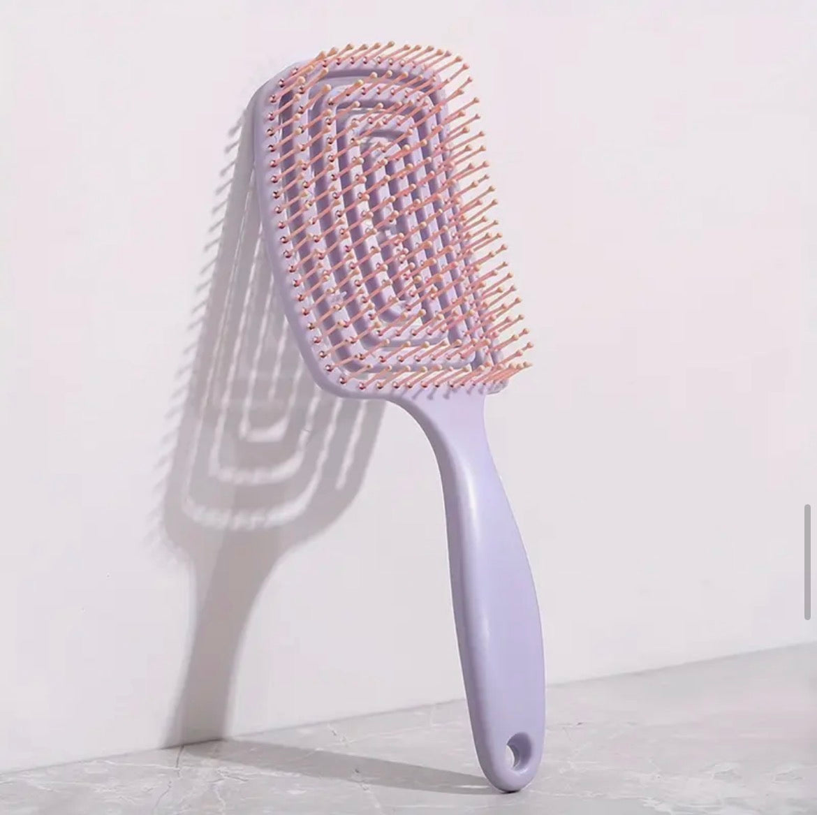 1 Peigne Brosse À Cheveux Côtelé Dents Courbées Grandes Manche En Plastique Abs