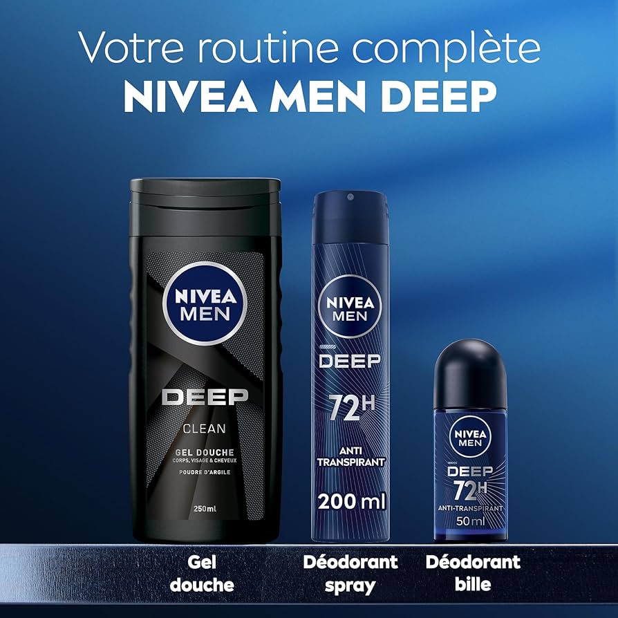 Nivea Man Déodorant Deep Darkwood Maxx Tech 72H Black Carbon Anti-Bactérien Spray