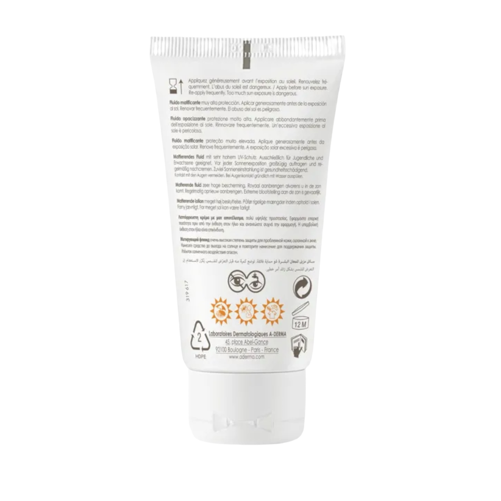 A-Derma Protect Ac - Fluide Matifiant Très Haute Protection 50+ - Visage - Peaux Mixtes À Grasses