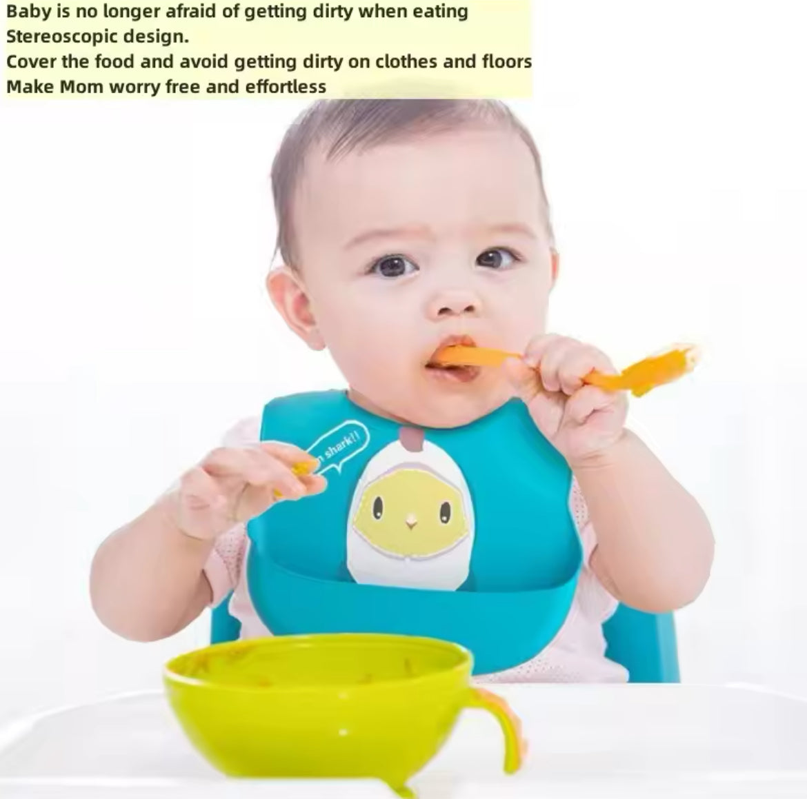 Bavoir En Silicone Souple Et Imperméable Pour Bébé Imprimé Dessin Animé Mignon Garçons Et Filles 1 Pièce