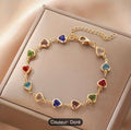 Bracelet Femme Tendance En Perles En Forme De Cœur Colorées Avec Strass