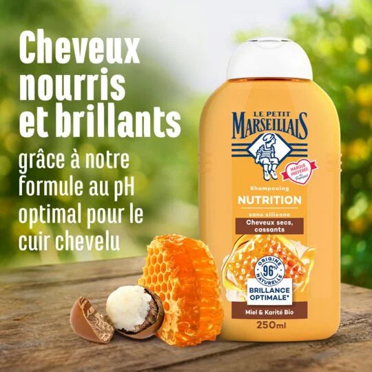 Le Petit Marseillais Shampoing Nutrition Cheveux Secs Et Cassants Miel & Karité Bio