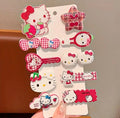 2Pcs Hello Kitty Mignon Dessin Animé Polyvalent Tendance Pinces À Cheveux