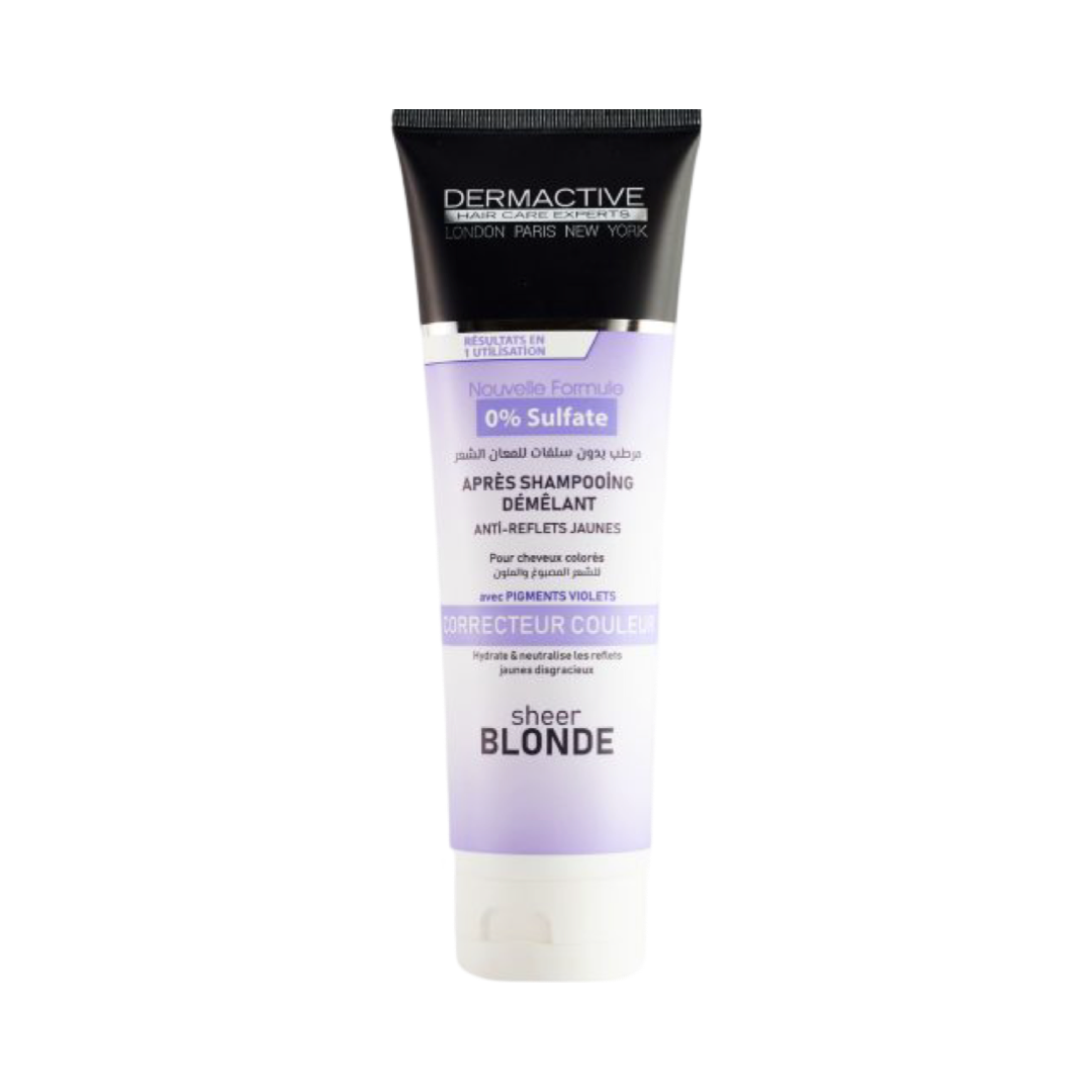Dermactive Nouvelle Formule 0% Sulfate Après Shampooing Démélant Anti-Reflets Jaunes Pour Cheveux Colorés