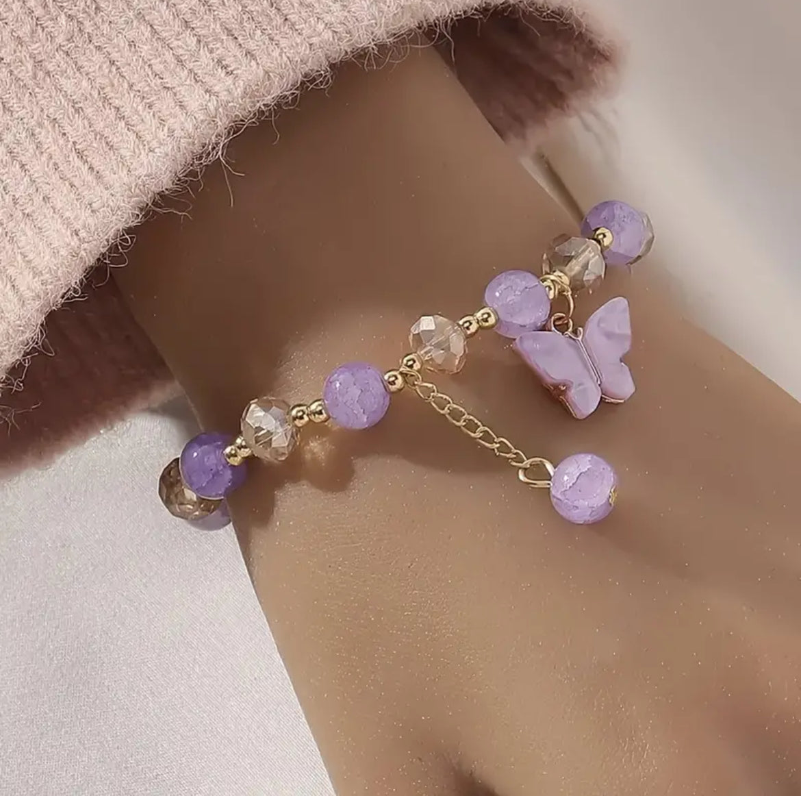Bracelet Améthyste Style Bohémien & Papillon 🦋