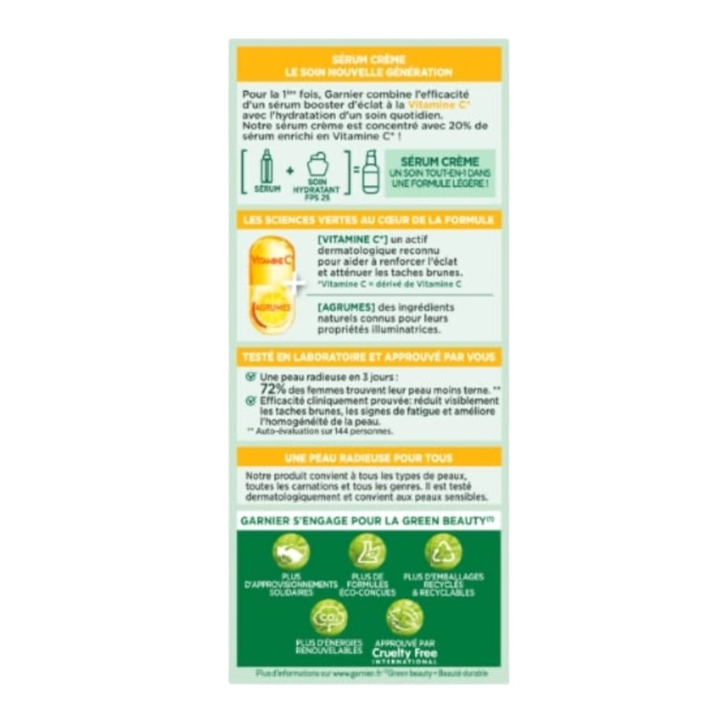 Garnier Sérum Visage 2 En 1 Vitamine C Booster D'Eclat