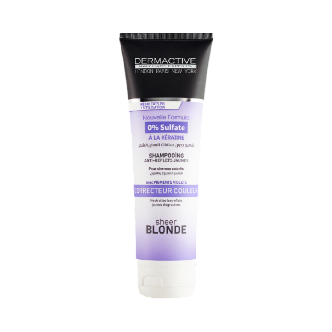 Dermactive Nouvelle Formule 0% Sulfate À La Kératine Shampoing Anti-Reflets Jaunes Pour Cheveux Colorés