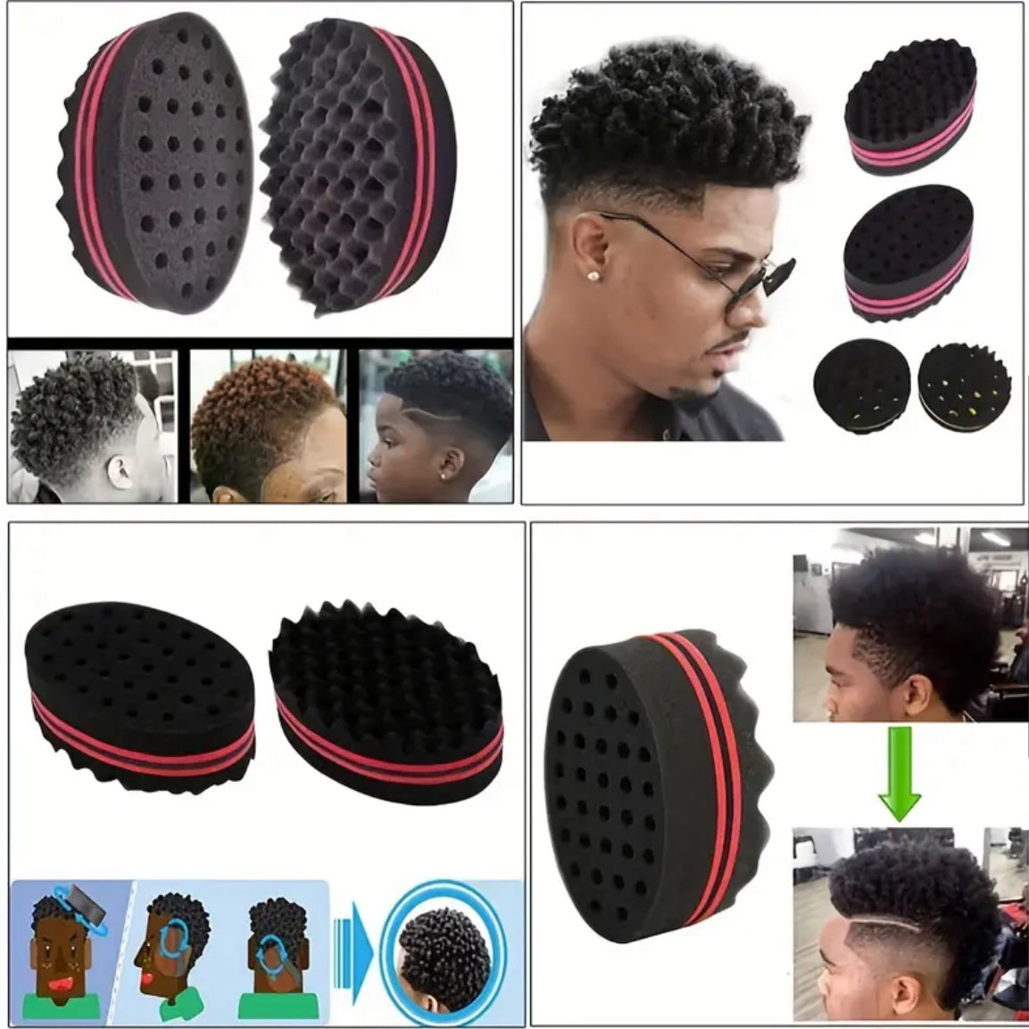 Éponge À Gros Trous Pour Cheveux Éponge Torsadée Brosse Éponge Magique Éponge À Cheveux Afro Pour Boucles