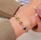 Bracelet Femme Tendance En Perles En Forme De Cœur Colorées Avec Strass