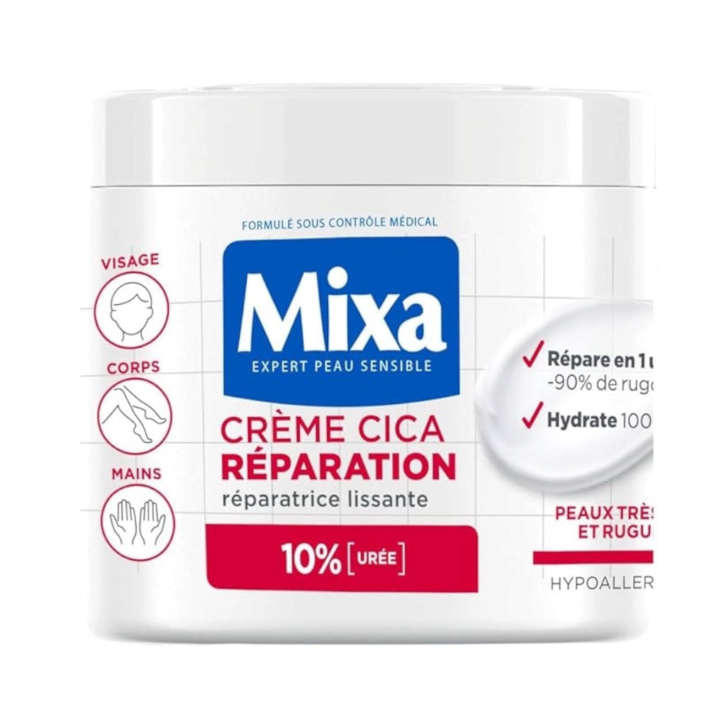 Mixa Créme Cica Réparation Pour Peaux Très Sèches Et Rugueuses Visage Corps Et Mains 10 % Urée Et Acide Aminé Expert Peau Sensible