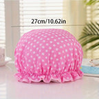 1 Bonnet De Douche À Double Couche Haute Qualité Avec Imprimé Floral Et Pois Bonnet De Douche Élégant