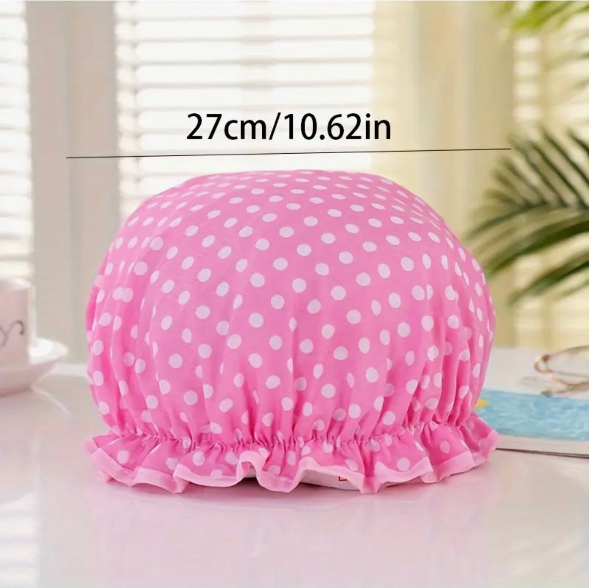 1 Bonnet De Douche À Double Couche Haute Qualité Avec Imprimé Floral Et Pois Bonnet De Douche Élégant