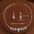 Ensemble De 2 Pièces De Créoles Et Collier Papillon En Zirconia Cubique Élégant Placage Argenté Scintillant Crochets En Acier Inoxydable