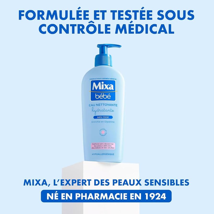Mixa Bébé Eau Nettoyante Hydratante Sans Rincer Peaux Délicates Nourrissons