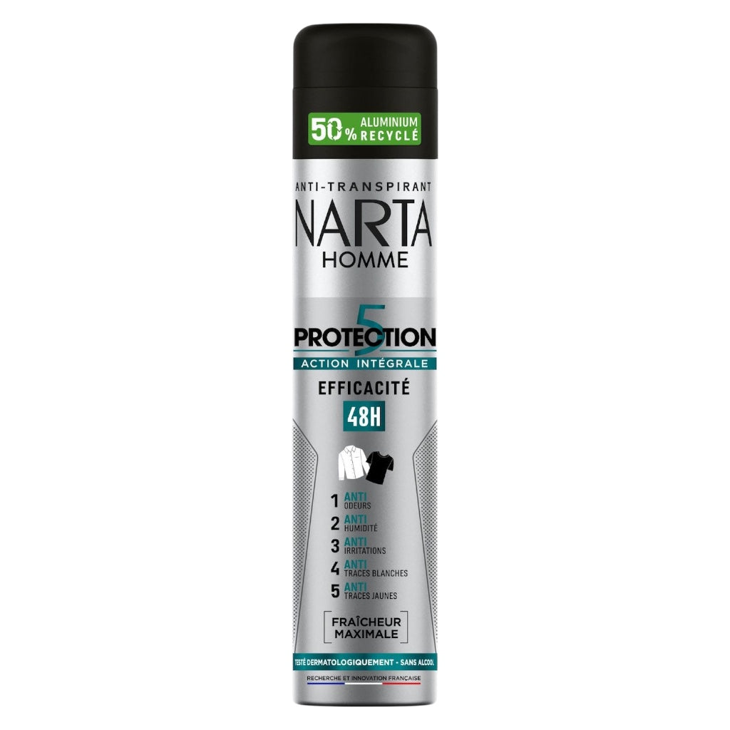 Narta Déodorant Homme Atomiseur Anti-Transpirant Protection 5 Efficacité 48H