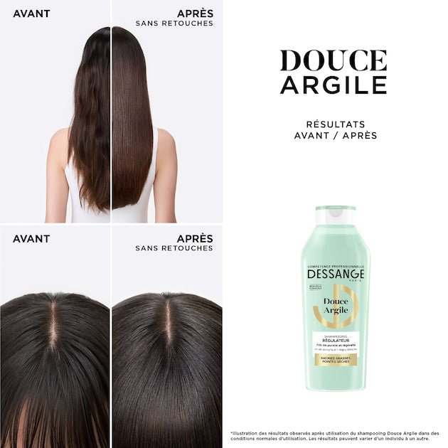 Dessange Shampoing Douce Argile Régulateur Enrichi À L'Acide Salicylique Et Argile Blanche