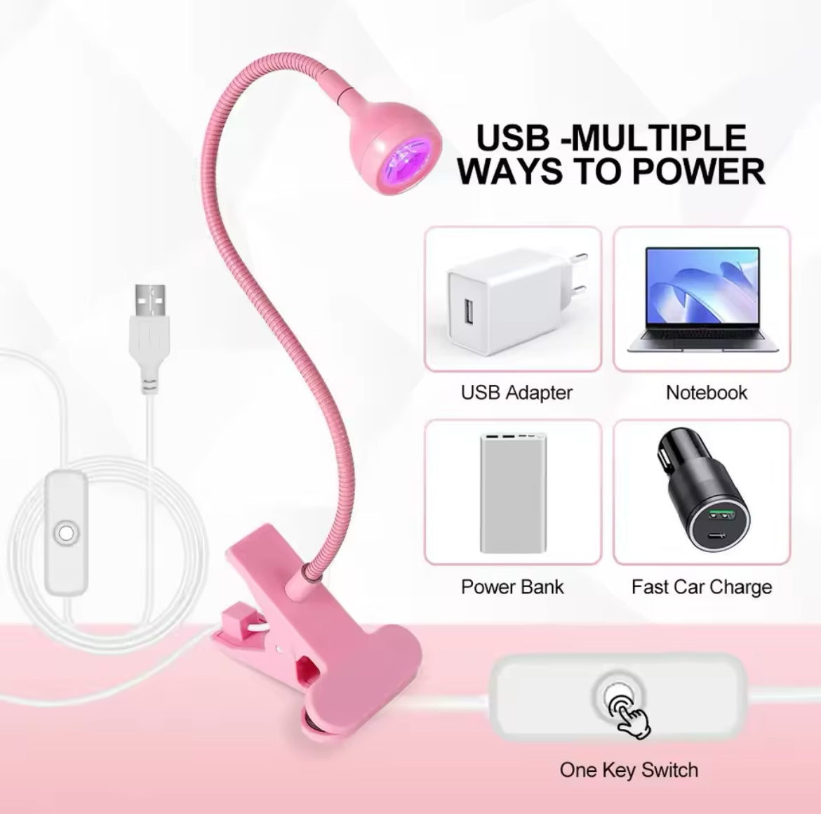 Lampe De Séchage Uv Led Pour Vernis À Ongles Pince De Bureau Flexible Mini Usb Portable Sèche-Ongles Outils De Salon De Manucure 360