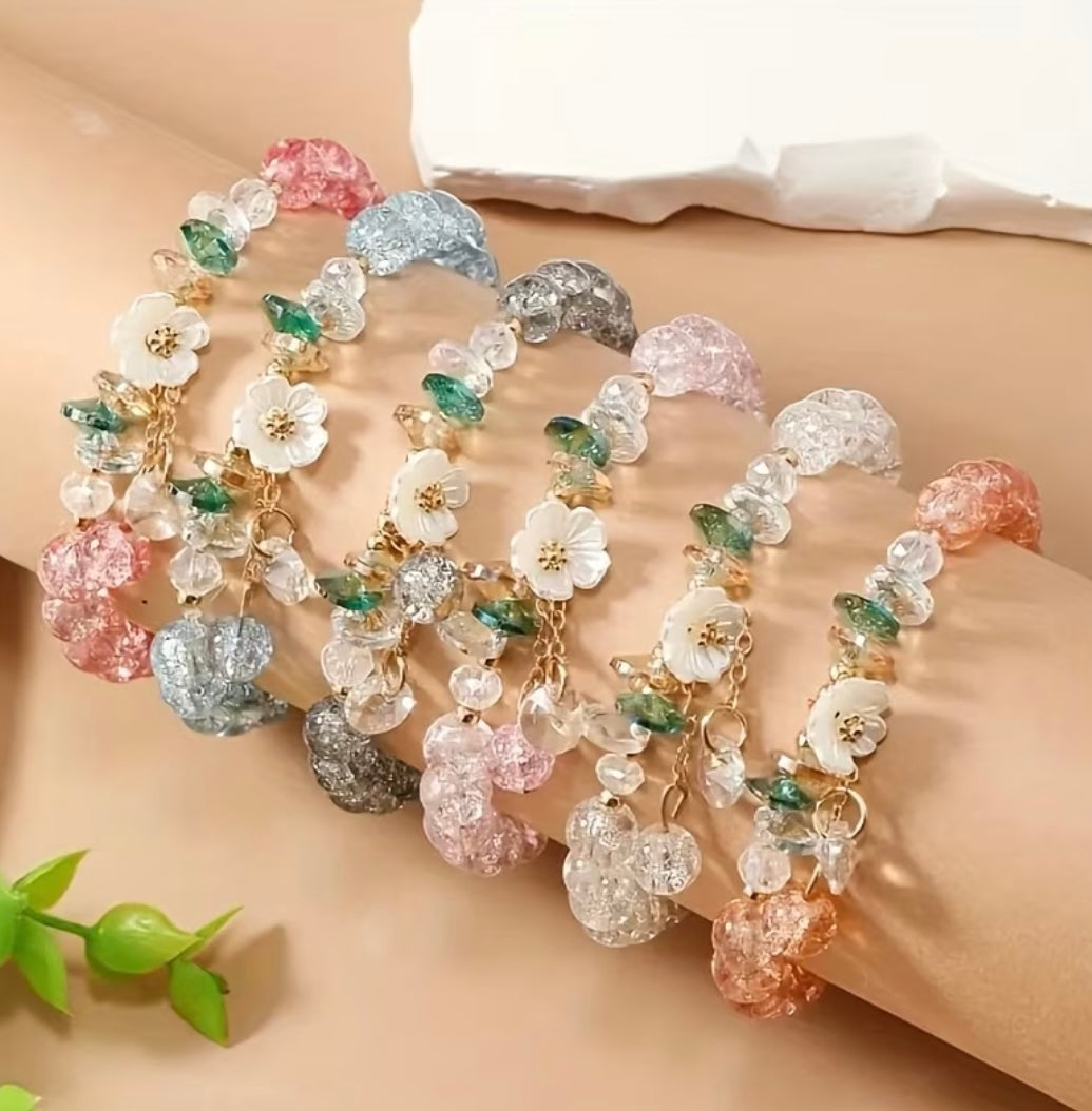 1 Pièce Bracelet Fleurs Enchantées