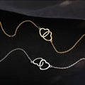 Collier Pendentif Double Cœur Élégance Minimaliste Chic À La Mode Design De Fermoir Polyvalent Cadeau Exquis Pour Les Femmes
