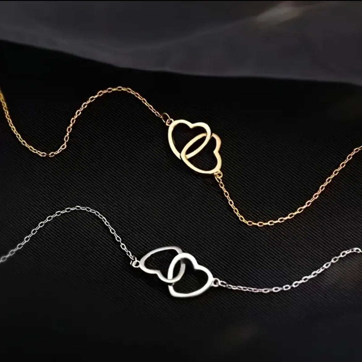 Collier Pendentif Double Cœur Élégance Minimaliste Chic À La Mode Design De Fermoir Polyvalent Cadeau Exquis Pour Les Femmes