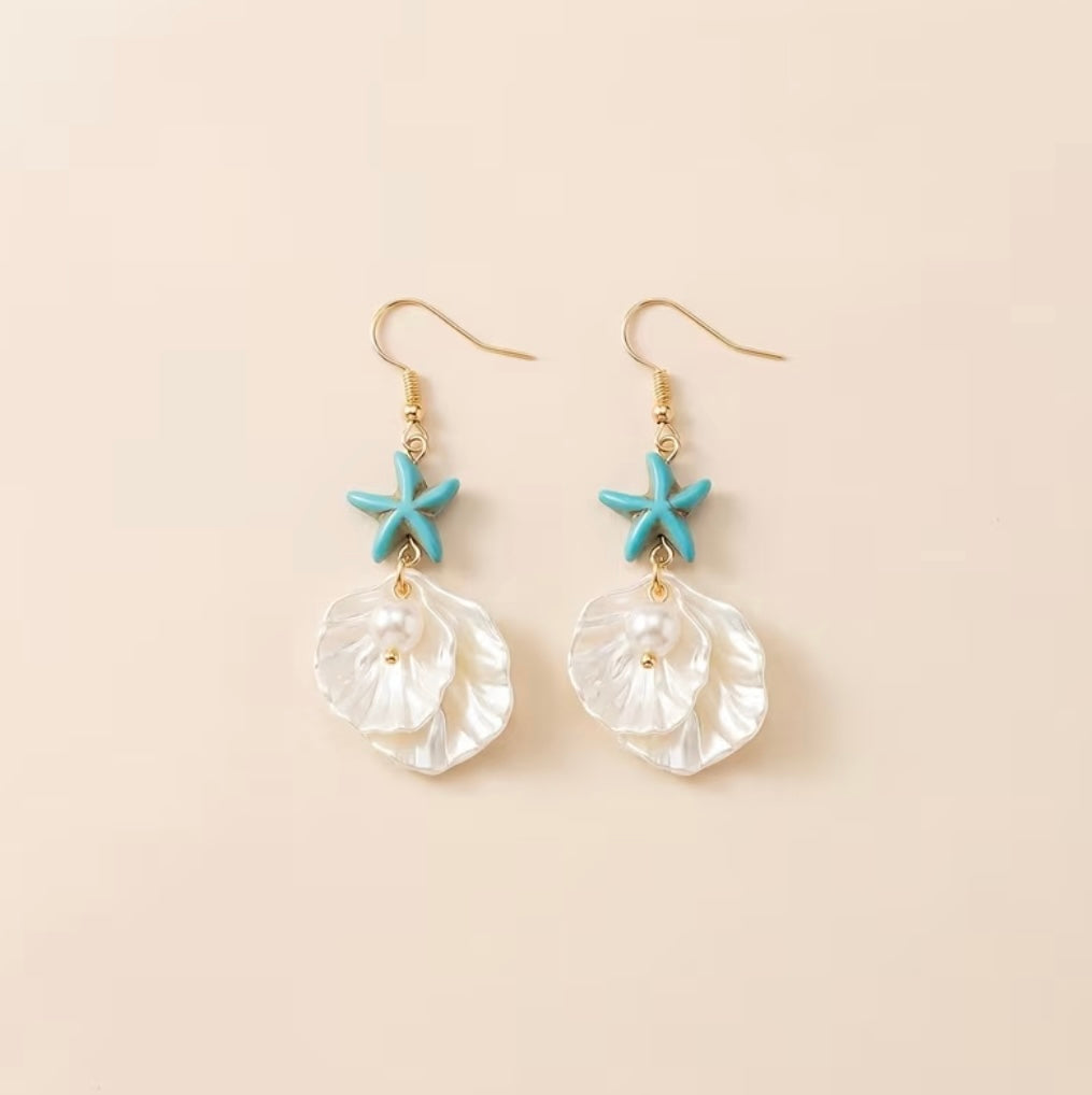 Boucles D’Oreilles Étoile De Mer & Nacre Élégance Marine
