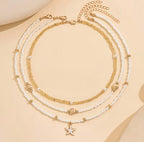 Collier Élégance Marine En Perles 3 Pièces