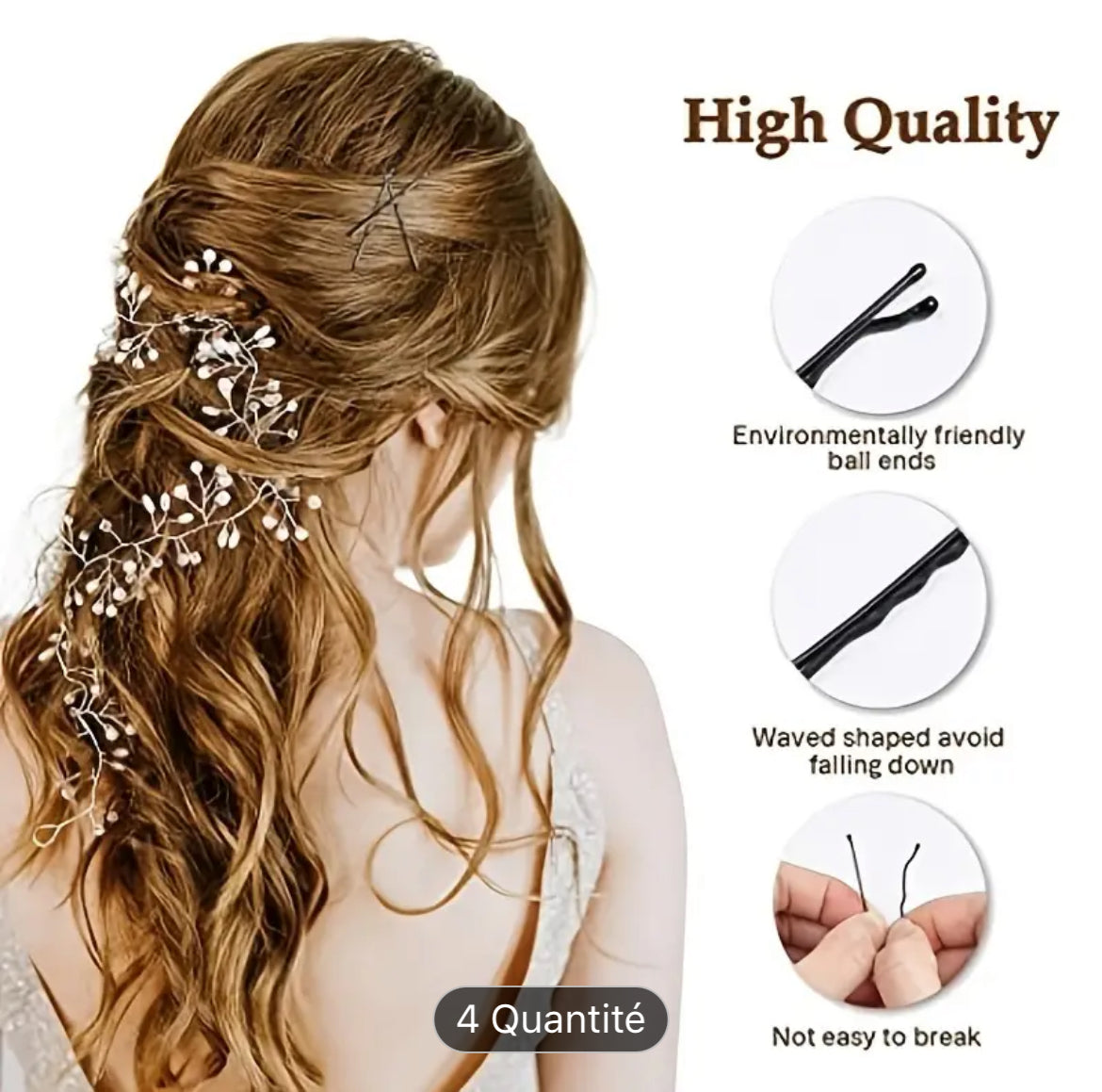Épingles À Cheveux Noires Élégantes Pince Chignon 48Pcs