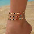 1Pc Bracelet De Cheville Bohème Multicolore En Chaîne Dorée