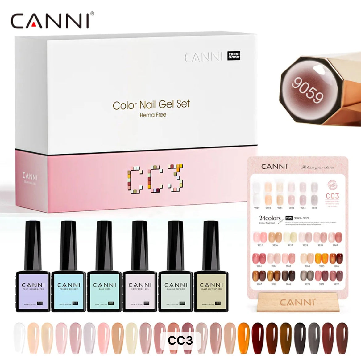 Canni Kit De Vernis À Ongles Gel Semi-Permanent Cc1-Cc7 24 Couleurs Soak Off Color Uv & Led Gel Polish 9Ml