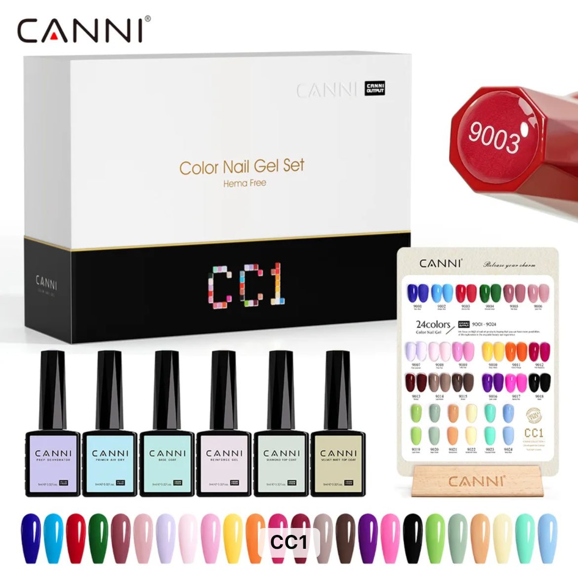 Canni Kit De Vernis À Ongles Gel Semi-Permanent Cc1-Cc7 24 Couleurs Soak Off Color Uv & Led Gel Polish 9Ml