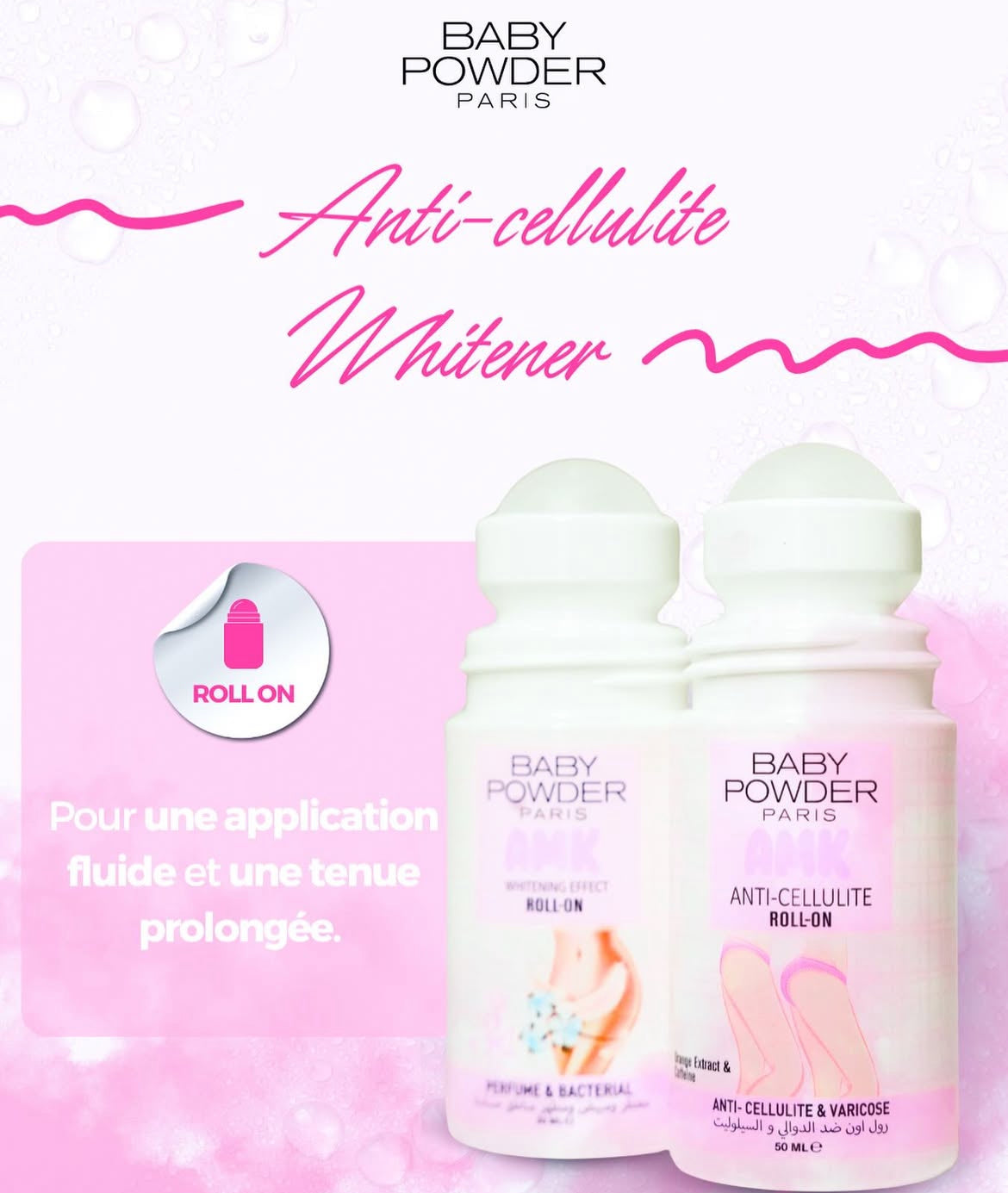 Baby Powder Paris Amk Déodorant Intime Anti-Cellulite Roll-On Varicose