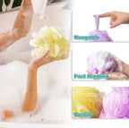 Éponges De Douche Colorées Boules De Bain En Maille Douce Avec Poignées Ruban Chouchou 1Pc