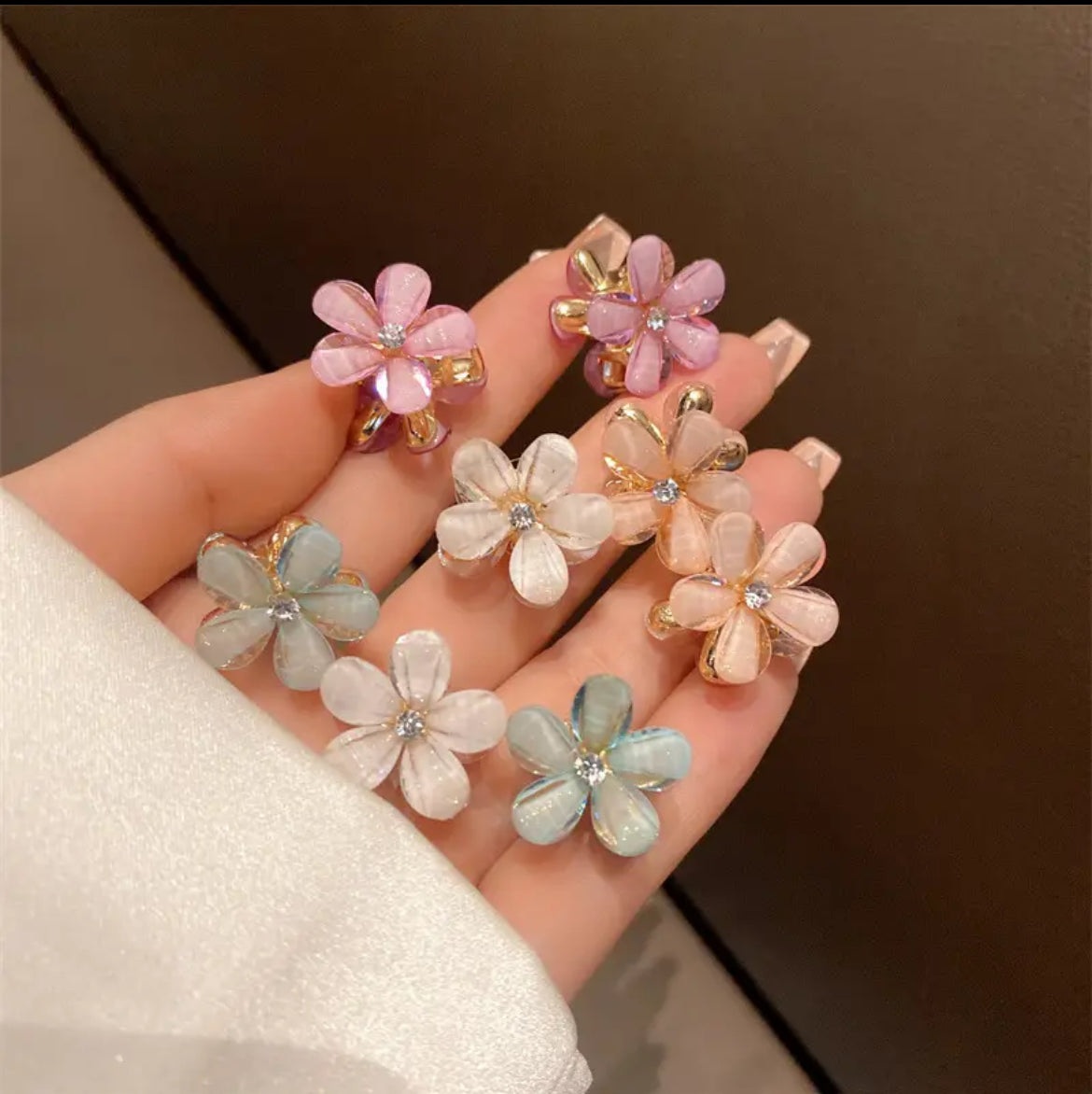 Mini Pinces À Cheveux En Forme De Fleur D'Opale 3Pcs