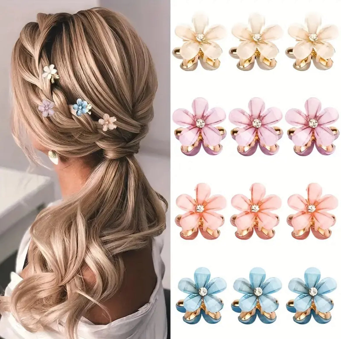 Mini Pinces À Cheveux En Forme De Fleur D'Opale 3Pcs