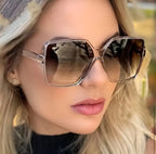 Lunettes Carrées Surdimensionnées Pour Femmes Avec De Petits Motifs Géométriques Verres Dégradés