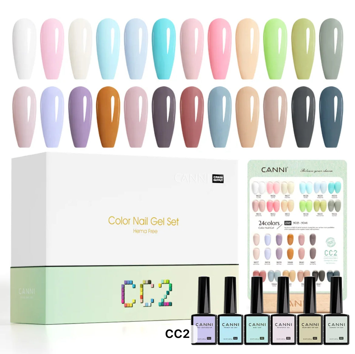 Canni Kit De Vernis À Ongles Gel Semi-Permanent Cc1-Cc7 24 Couleurs Soak Off Color Uv & Led Gel Polish 9Ml