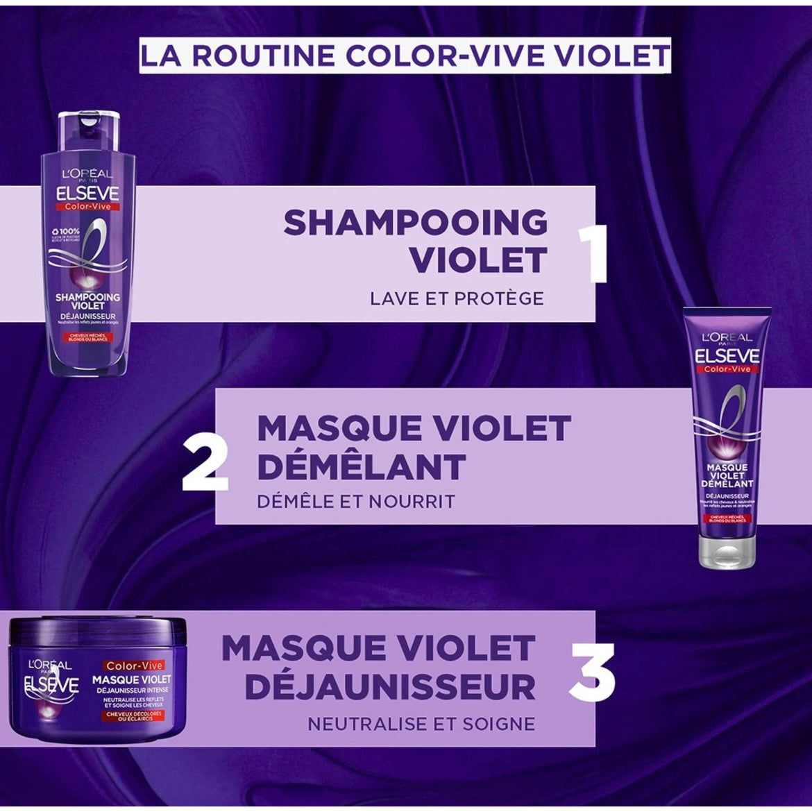 Elseve Masque Violet Démêlant Déjaunisseur Pour Cheveux Méchés Blonds Ou Blancs