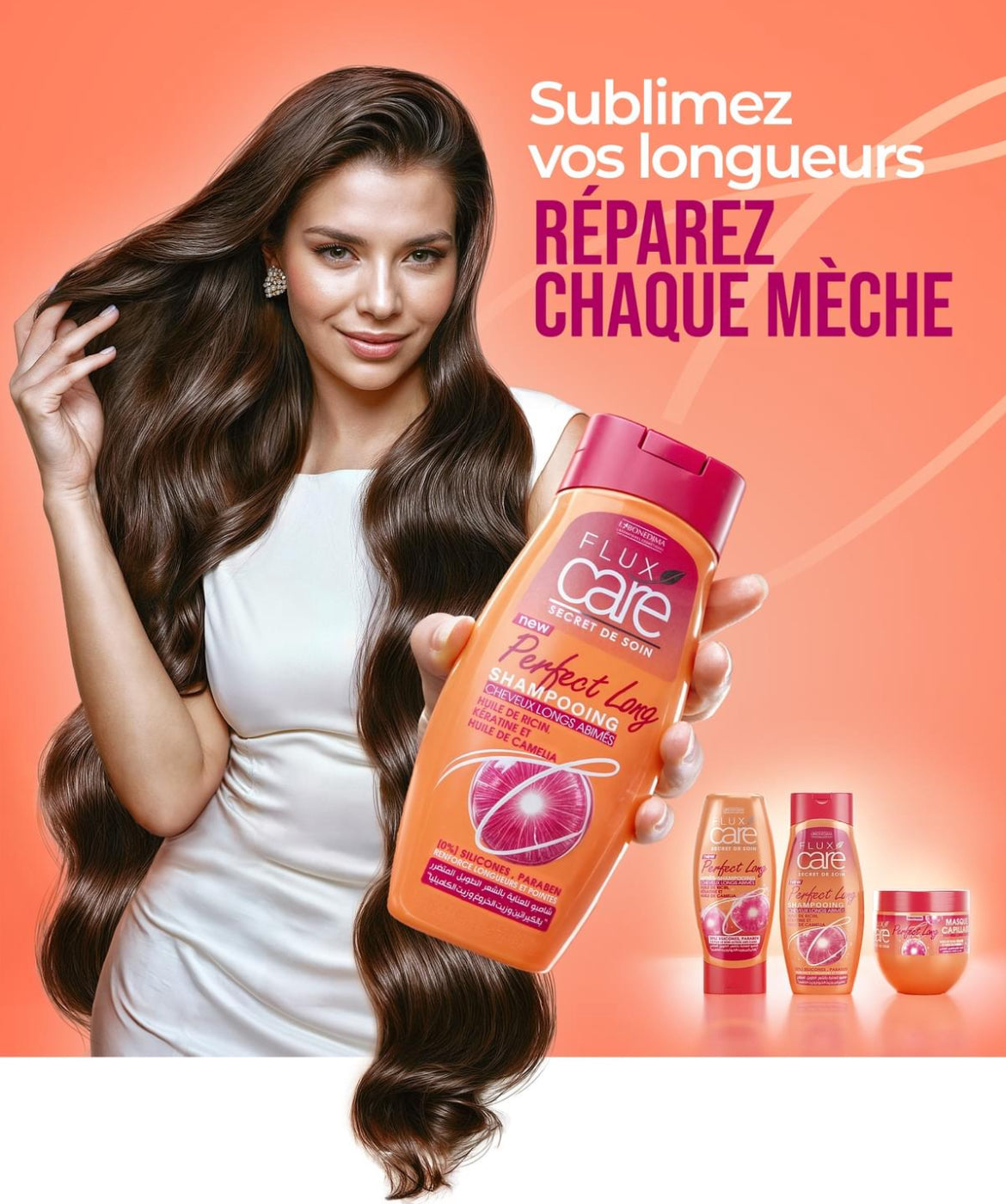 Flux Care Shampoing Huile De Ricin Kératine Et Huile De Camélia 0% Silicones Paraben
