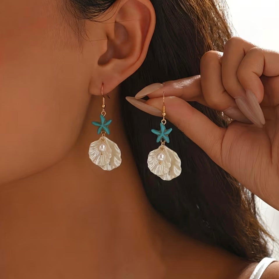 Boucles D’Oreilles Étoile De Mer & Nacre Élégance Marine