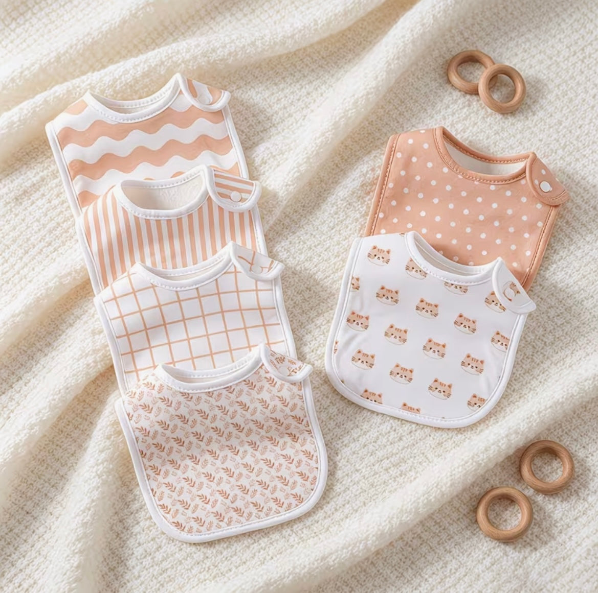 1Pc Bavoir Bébé Rose En Coton Doux