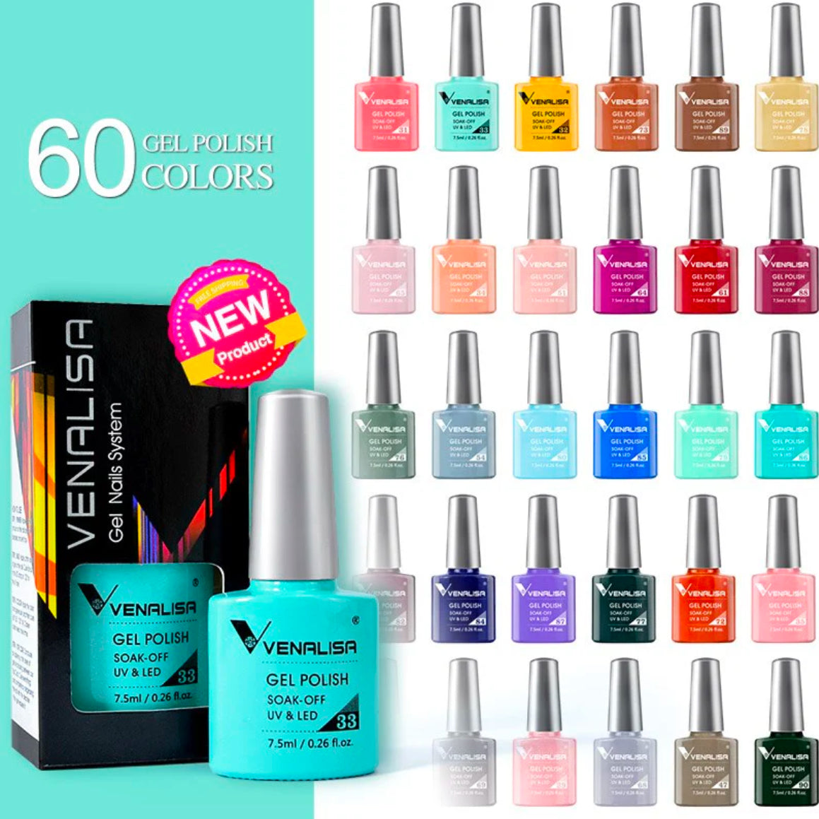 Venalisa Vip2 60 Couleurs Uv Gel Vernis À Ongles Semi-Permanent 1Pc