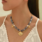 Collier Marin Élégance Coquillage & Étoiles De Mer