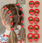 Élastique À Cheveux Enfant – Motif Fraise Ou Cerise 2 Pièces